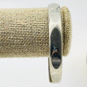 Vintage Silver Tone Faceted Bangle Bracelet Classic Elegant Jewelry